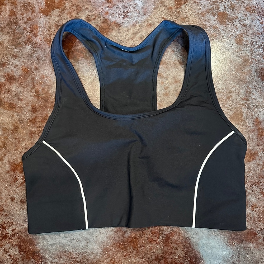 Fabletics Black Sports Bra with White Accents
